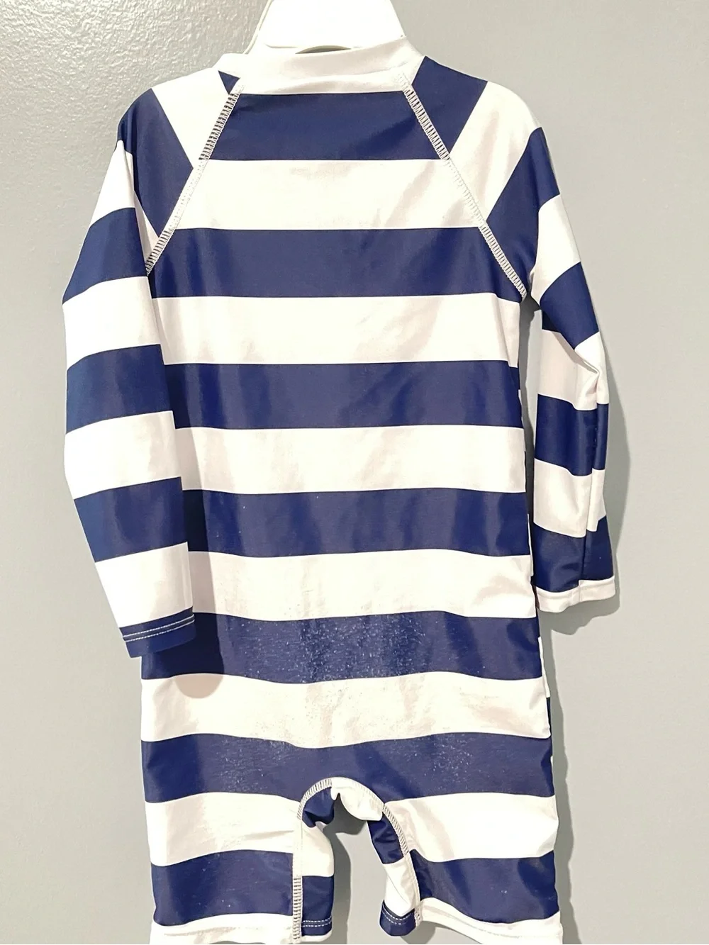 Shein | Toddler Boy | Size 2-3T | Navy + White Striped Baby Rash Guard One-Piece